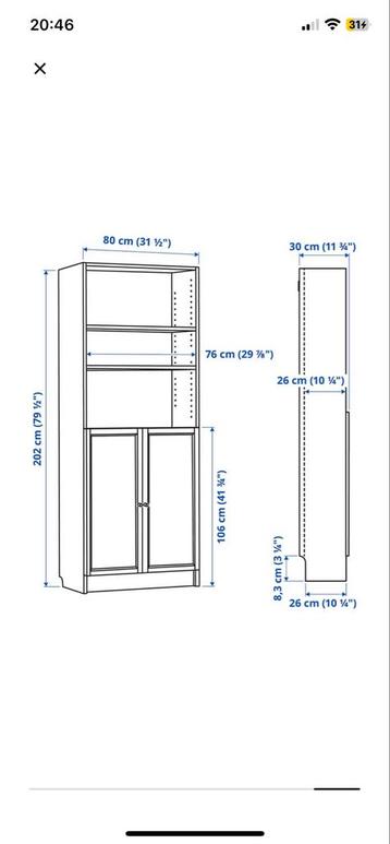 Ikea Billy Oxberg Boekenkast - afbeelding 2