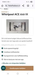 Whirlpool inbouw koffiezetapparaat, Witgoed en Apparatuur, Ophalen, Gebruikt