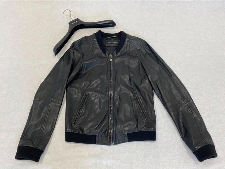 Dolce & Gabbana Leather Bomber Jacket Size 50, Kleding | Heren, Jassen | Winter, Nieuw, Maat 48/50 (M), Zwart, Verzenden