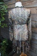 Jurk groen/ bruin Etoile du Monde mt 1( S) transparant Vaste, Etoile du Monde, Ophalen of Verzenden, Zo goed als nieuw, Knielengte