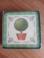 Nieuw in doos 6 onderzetters buxusboompje in pot, Ophalen of Verzenden, Nieuw, Glas of Kopje