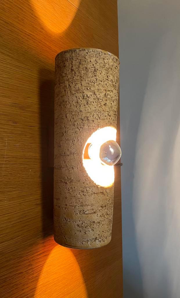 Vintage Japandi cilinder wandlamp - midcentury 70s design, Huis en Inrichting, Lampen | Wandlampen, Zo goed als nieuw, Overige materialen