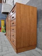 Deens Design Teak Houten Dressoir | Vintage Kast Lowboard, Huis en Inrichting, Kasten | Dressoirs, Gebruikt, 100 tot 150 cm, Metaal