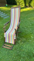Antieke opklapbare ligstoel , deckchair met voetensteun, Tuin en Terras, Ligbedden, Ophalen, Gebruikt, Hout, Inklapbaar