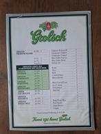 Grolsch  prijs lijst karton, Verzamelen, Ophalen of Verzenden, Reclamebord