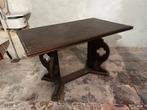 Antieke Kloostertafel / Salontafel Donker Hout Uniek Onderst, Ophalen