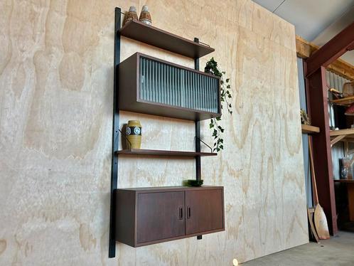 Vintage wandmeubel hout hangend modulair jaren 50/60, Huis en Inrichting, Kasten | Wandmeubels, Gebruikt, Minder dan 100 cm, Minder dan 150 cm