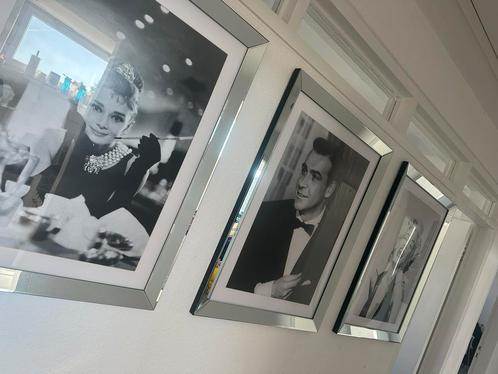 Set van 3 spiegel fotolijsten met zwart-wit posters, Huis en Inrichting, Woonaccessoires | Lijsten, Zo goed als nieuw, Minder dan 50 cm