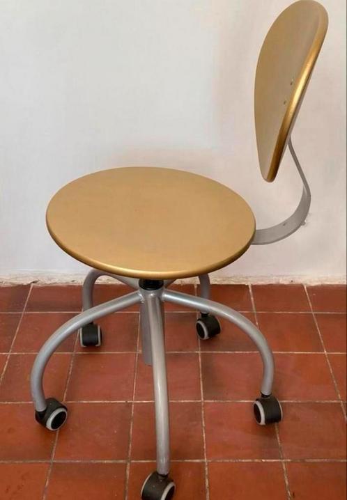 Gouden Bureaustoel op Wieltjes, Huis en Inrichting, Bureaustoelen, Gebruikt, Bureaukruk, Overige kleuren, Ergonomisch, Ophalen