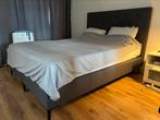 Grijze hamilton boxspring 160x200, inclusief matras & topper, Ophalen, Tweepersoons, Zo goed als nieuw, 200 cm