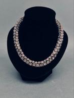 Vintage ketting roze zirkonia’s tonnetjes chocker Otazu, Verzenden, Zo goed als nieuw, Roze