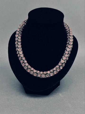 Vintage ketting roze zirkonia’s tonnetjes chocker Otazu beschikbaar voor biedingen