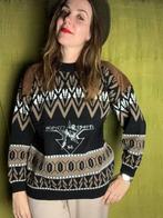 Vintage trui - 80s 90s - jaren 80 90 - zwart / bruin - print, Zwart, Ophalen of Verzenden, Vintage, Maat 36 (S)