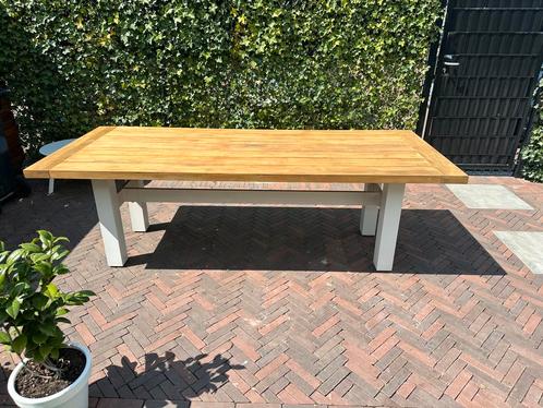 Tuintafel Hartman 240x100cm teak/wit, Tuin en Terras, Tuintafels, Zo goed als nieuw, Rechthoekig, Teakhout, Ophalen