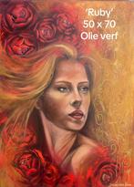 ‘Ruby’ uniek schilderij met olieverf, Antiek en Kunst, Ophalen