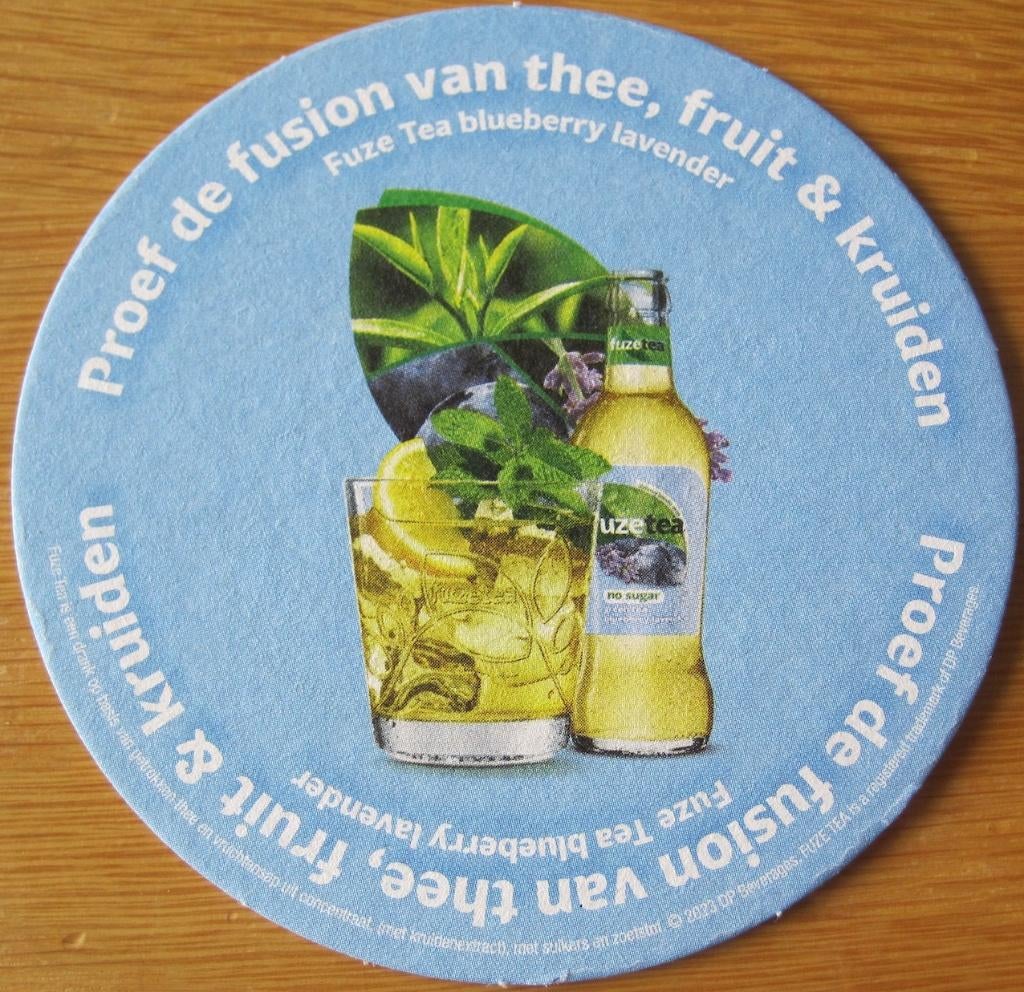 bierviltje van Fuze Blueberry Lavender tea, Ophalen of Verzenden, Zo goed als nieuw, Viltje(s), Overige merken