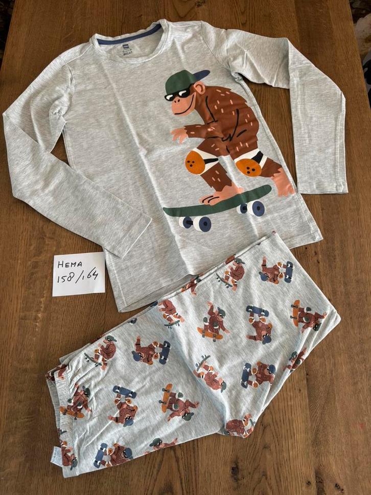 Hema Pyjama lange broek met longsleeve shirt maat 158 164, Kinderen en Baby's, Kinderkleding | Maat 158, Jongen, Nacht- of Onderkleding