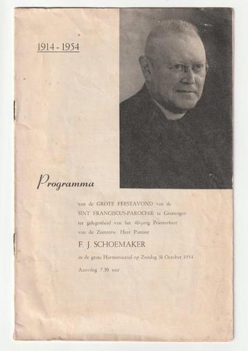 Groningen 1954 programma jubileum pastoor F.J. Schoemaker beschikbaar voor biedingen