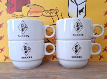 Vintage  stapel, koffiekopjes, "Succes", 4 x beschikbaar voor biedingen
