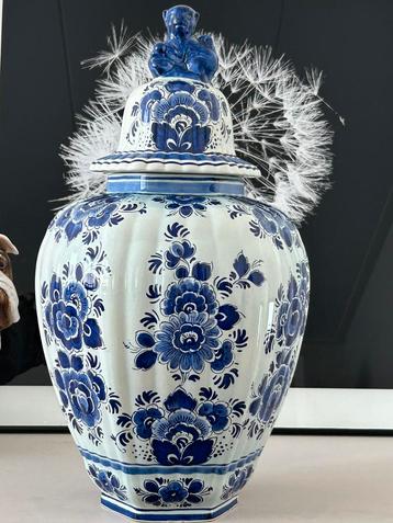 Prachtige grote vintage royal Delfts blauwe vaas jaren 50 beschikbaar voor biedingen