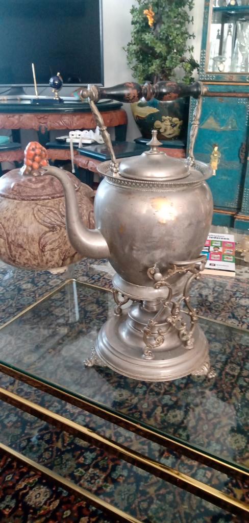Antieke Samovar verguld tin, Antiek en Kunst, Antiek | Tin, Ophalen of Verzenden