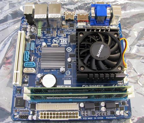 Gigabyte ga-c847n itx - 8gb ram - dual nic, Computers en Software, Moederborden, Gebruikt, DDR3, Ophalen