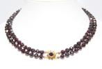 Schitterende Antieke 14-KT Gouden 2-Rangs Granaat Ketting, Sieraden, Tassen en Uiterlijk, Antieke sieraden, Verzenden, Goud, Ketting