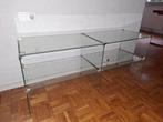 Glazen TV Meubel / Tafel, Ophalen, Gebruikt, 100 tot 150 cm, Glas