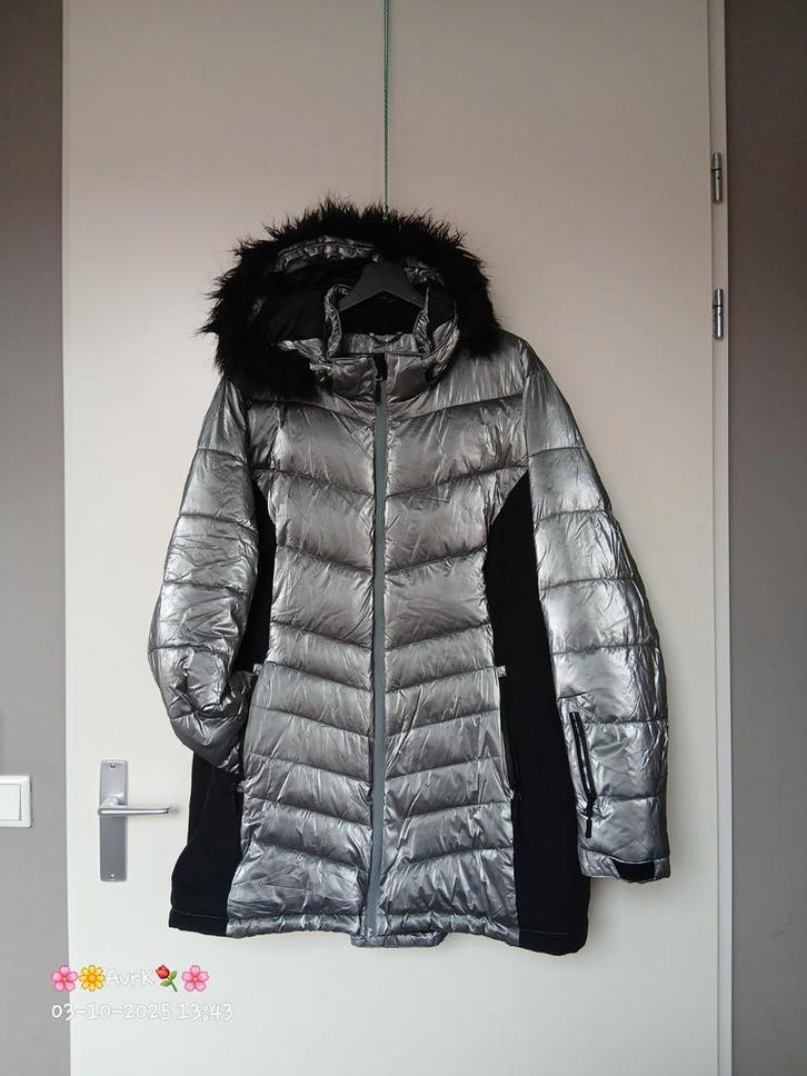 zwart zilver (sport)  jas capuchon bonprix maat 52, Kleding | Dames, Grote Maten, Zo goed als nieuw, Jas of Mantel, Zwart, Verzenden