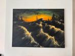 Acryl op doek,78x58cm "inferno sea" door Wouter Wilms., Antiek en Kunst, Kunst | Schilderijen | Abstract, Ophalen of Verzenden