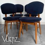 4 vintage keukenstoelen, eetkamerstoelen blauw, Huis en Inrichting, Stoelen, Ophalen, Gebruikt, -, Blauw