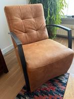 Fauteuil, kleur cognac, suede look, Ophalen, 75 tot 100 cm, Zo goed als nieuw, Metaal
