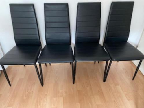 4 eetstoelen, Huis en Inrichting, Stoelen, Gebruikt, Vier, Kunststof, Metaal, Zwart, Ophalen