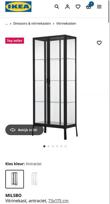 Gezocht Ikea Milsbo Vitrinekast Antraciet - Compleet beschikbaar voor biedingen