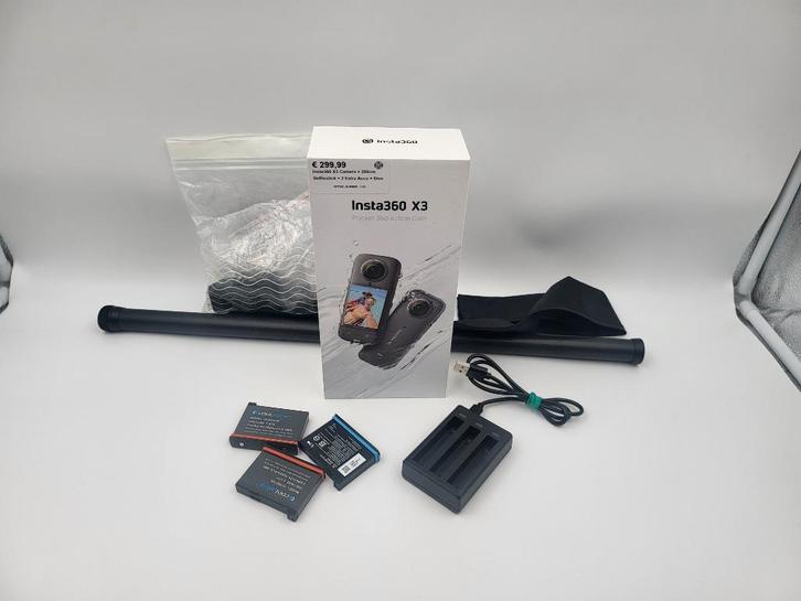 Insta360 X3 Camera + 288cm Selfiestick + 2 Extra Accu + Dive, Audio, Tv en Foto, Actiecamera's, Zo goed als nieuw, Overige merken