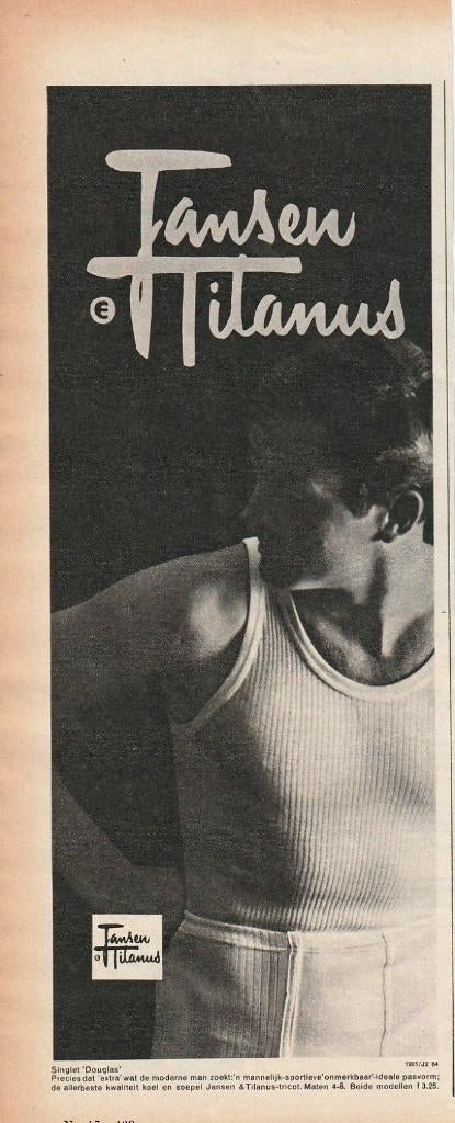 Retro reclame 1964 Jansen & Tilanus heren ondergoed, Verzenden, Overige typen