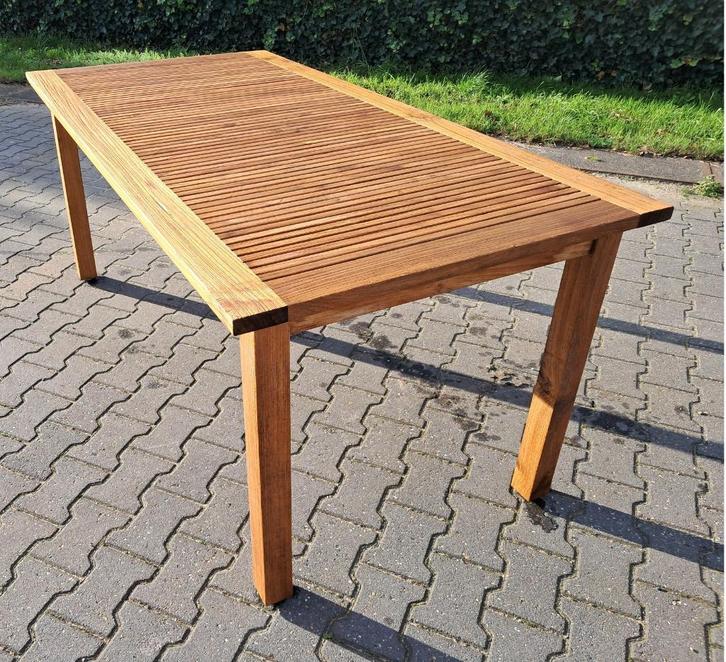 Queens Teak teakhouten tuintafel 180x90x77(h)cm, demontabel, Tuin en Terras, Tuintafels, Gebruikt, Rechthoekig, Teakhout, Ophalen