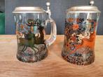 2 Bierpullen met jachttafereel Pfanni, Ophalen of Verzenden, Zo goed als nieuw, Bierglas