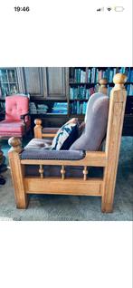 Koloniale Eikenhouten Meubelset: Fauteuil, Bank & Tafel, Ophalen of Verzenden, Gebruikt, Hout