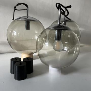 Vintage hanglamp bol glas 3x 25/30 cm Ø - Hudstadt Leuchten