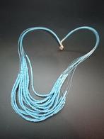 Meerrijige Lichtblauwe Kralenketting – Boho Chic, Overige materialen, Blauw, Nieuw, Ophalen of Verzenden