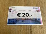 Hotel giftcard gift card 20 euro waardebon kortingscode kado, Twee personen, Kortingsbon, Overige typen