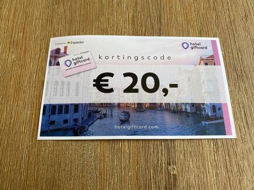Hotel giftcard gift card 20 euro waardebon kortingscode kado, Tickets en Kaartjes, Kortingen en Cadeaubonnen, Twee personen, Overige typen