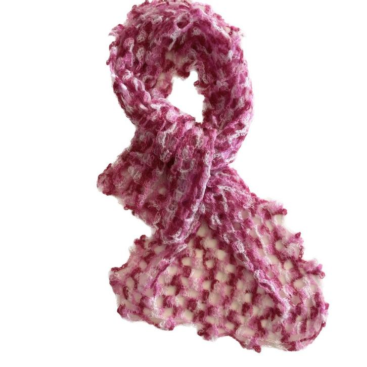 Gehaakte bordeaux sjaal van super zacht angorawol, Kleding | Dames, Mutsen, Sjaals en Handschoenen, Nieuw, Sjaal, Verzenden