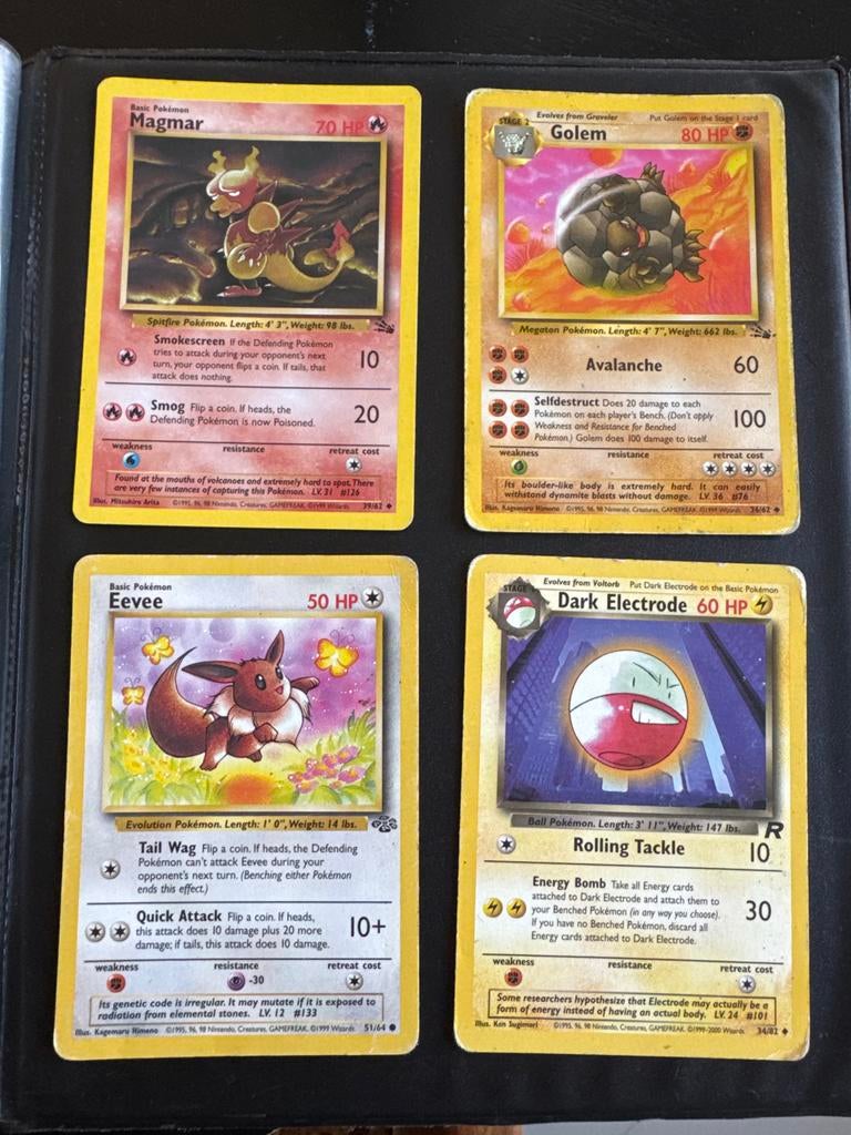 Pokémon Kaarten Set - Magmar, Golem, Eevee, Electrode, Ophalen, Gebruikt, Losse kaart