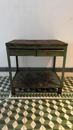 Stoere groene werkbank - Industriële look!, Antiek en Kunst, Ophalen