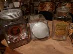 3 x antieke glazen snoeppot met reclame, Ophalen of Verzenden