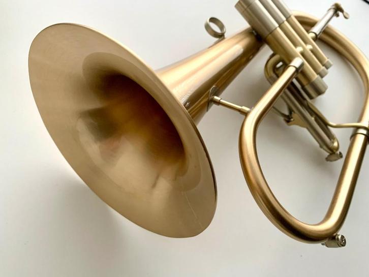 Bugel Adams F2 in goudmessing van mei 2023, Muziek en Instrumenten, Blaasinstrumenten | Trompetten, Zo goed als nieuw, Overige typen