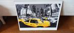 poster op triplex plaat NYC TAXI grijs geel 46,5 x 36,5 cm, Ophalen, Minder dan 50 cm, Gebruikt, Foto of Poster