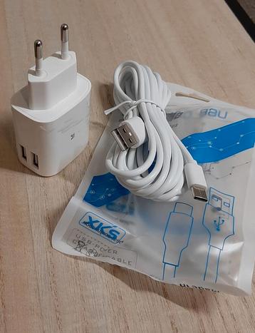 USB-C Opladers (40x) | 3m Kabel & 2‐Poorts Adapter beschikbaar voor biedingen